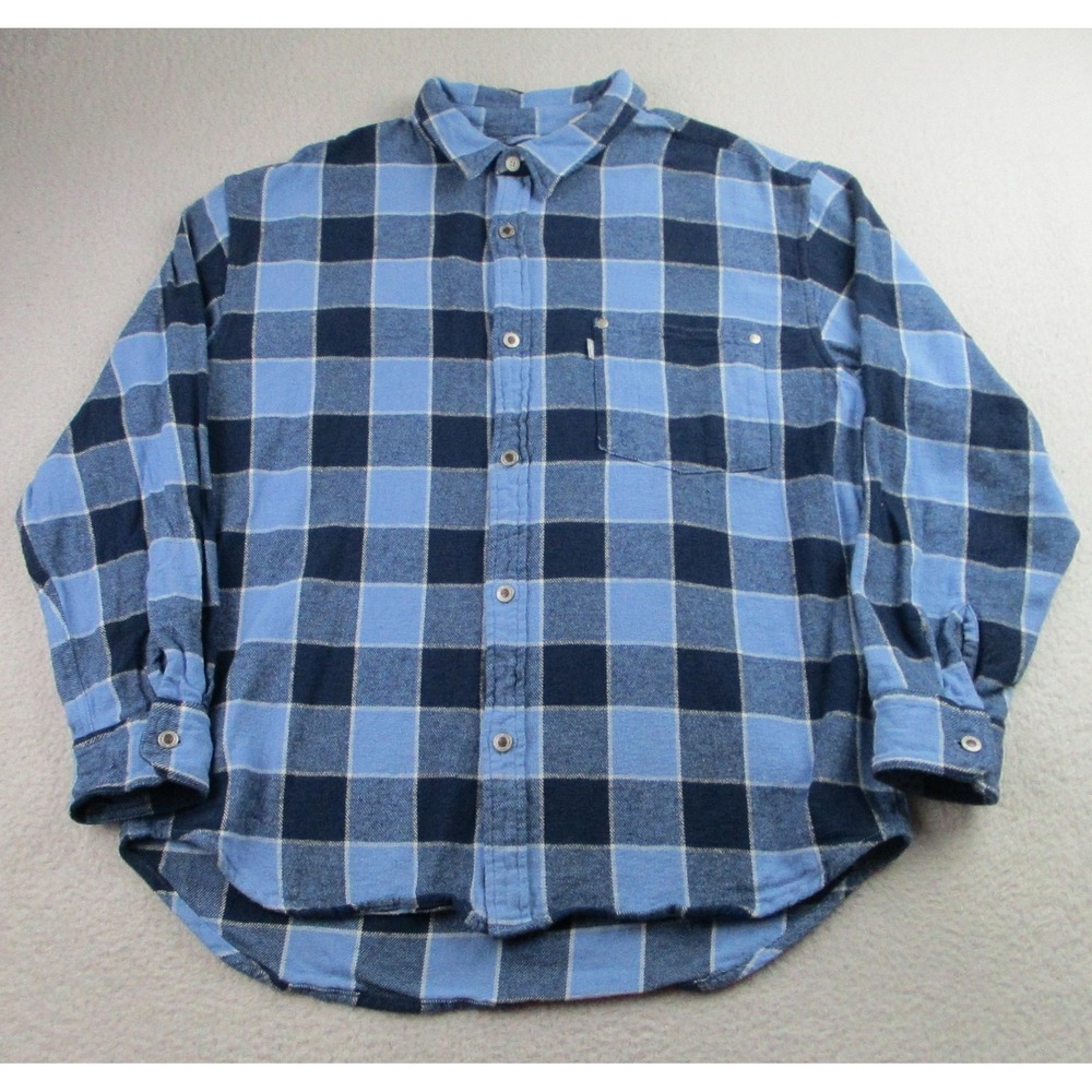 Levis SilverTab Shirt Mens Small Blue Plaid Flannel Oversized Button Down Pocket